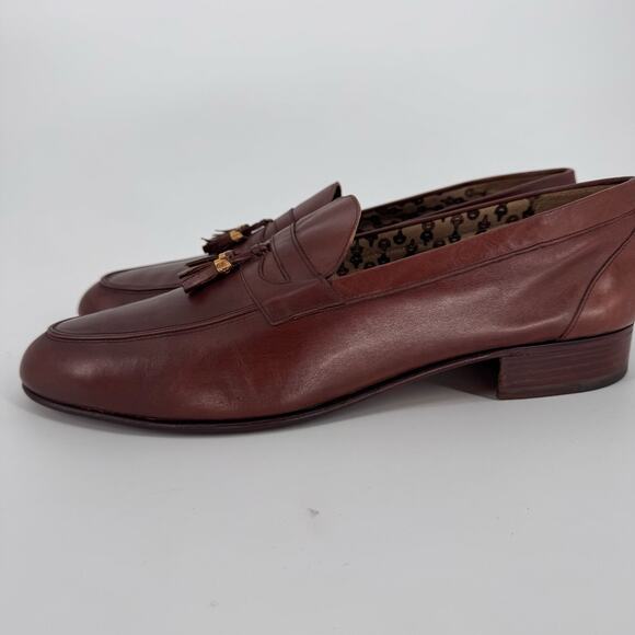 Vintage Gucci Mens Brown Leather Tassel Loafers Sz 45.5 (EU) Quiet Luxury Preppy - Picture 3 of 13
